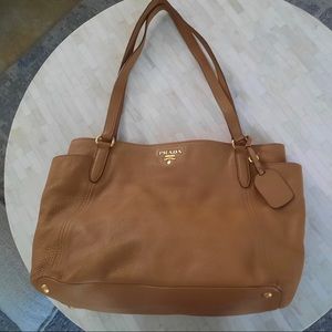 Prada Vitello Daino bag in neutral with matching wallet